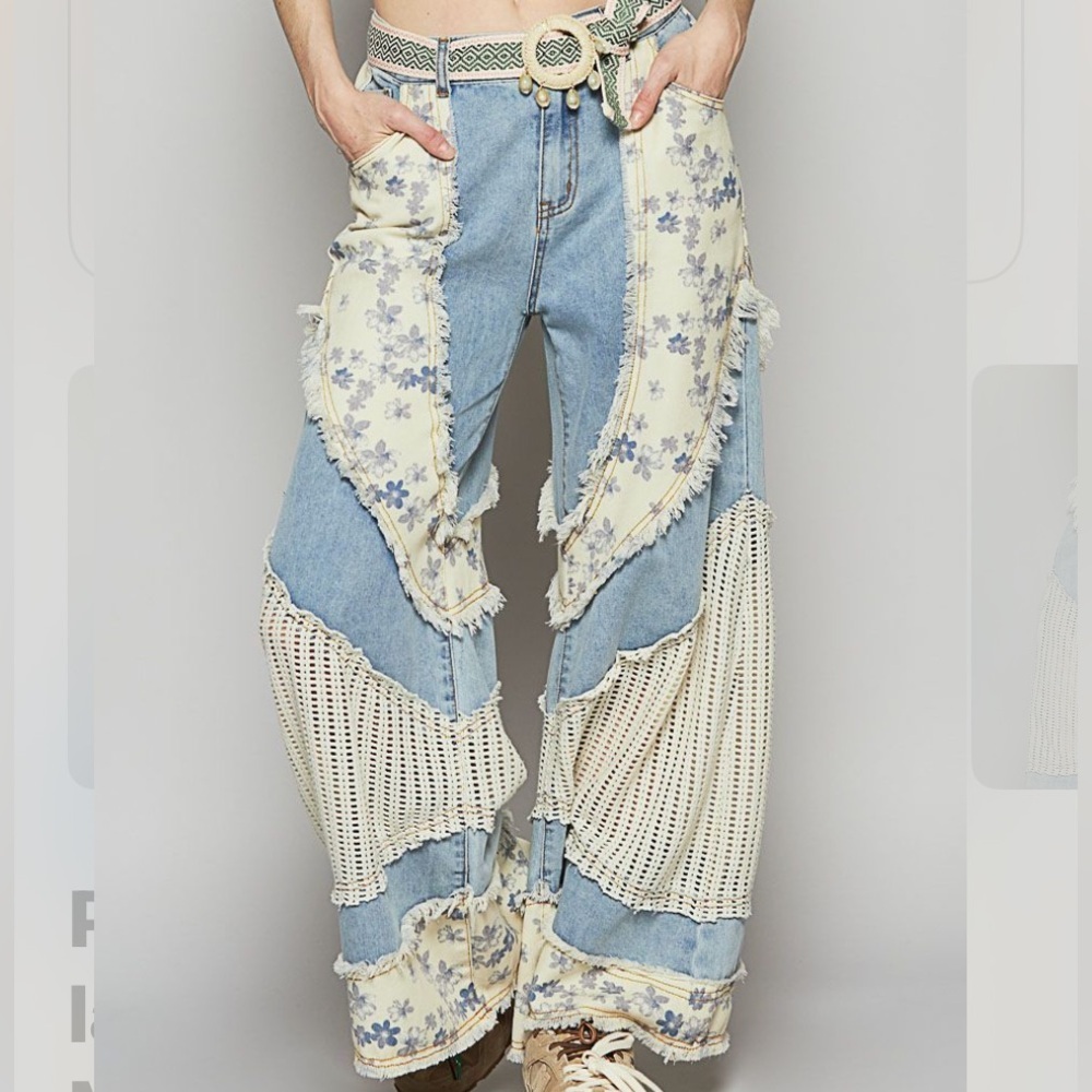 POL Wavy Contrasting Patchwork Jeans - image 6